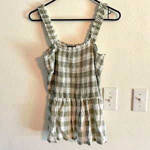 Angels tank top ruffle sleeve plaid top